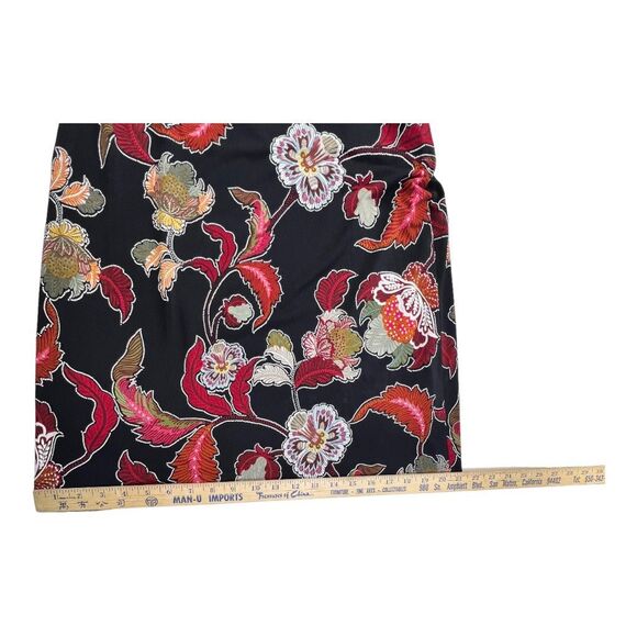 Neiman Marcus Women's Floral Round Neck Long Sleeve Mini Dress Black Red Sz 6 - Picture 8 of 11